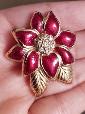 Monet Poinsettia Flower Brooch
